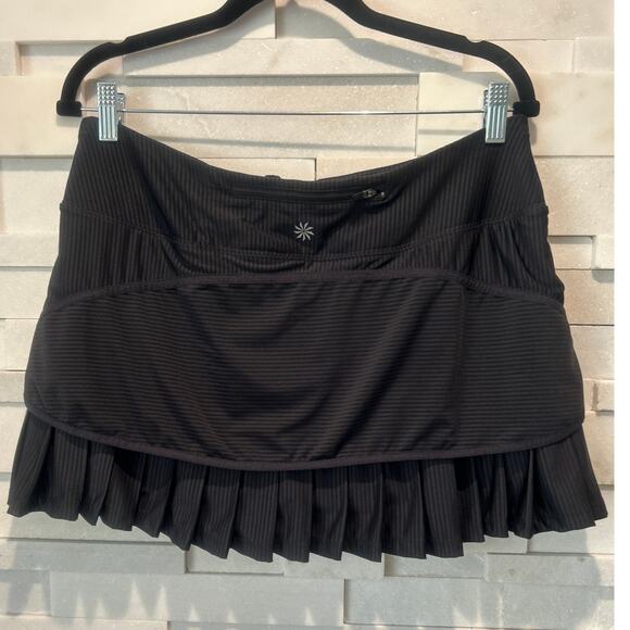 ATHLETA  Good Match Black Striped Skirt Skort Tennis Pickleball Running Active L - Picture 2 of 6